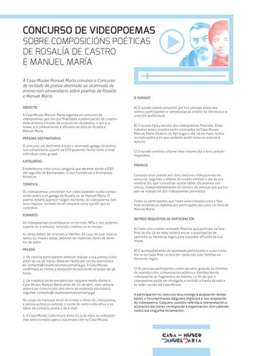 Convócase a II edición do Concurso de videopoemas sobre composicións poéticas de Rosalía e Manuel María