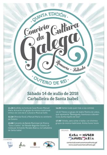 A Casa-Museo Manuel María presenta o cartaz e a programación da Vª edición do Convivio da Cultura Galega que se levará a cabo o vindeiro 14 de xullo na Carballeira de Santa Isabel