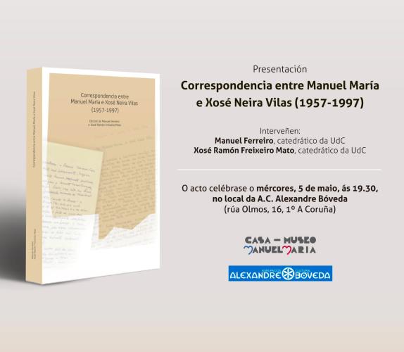 A próxima cuarta feira preséntase o libro Correspondencia entre Manuel María e Xosé Neira Vilas (1957-1997)