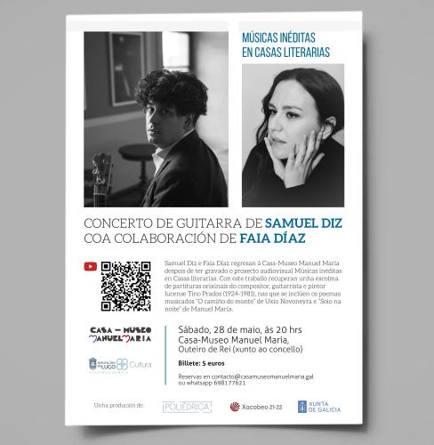 Samuel Diz e Faia Díaz realizarán un concerto de músicas inéditas este sábado, día 28 de maio, na Casa-Museo de Manuel María