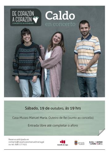 Coa música de CALDO, o 19 de outubro, dará comezo a programación cultural do último trimestre da Casa-Museo Manuel María