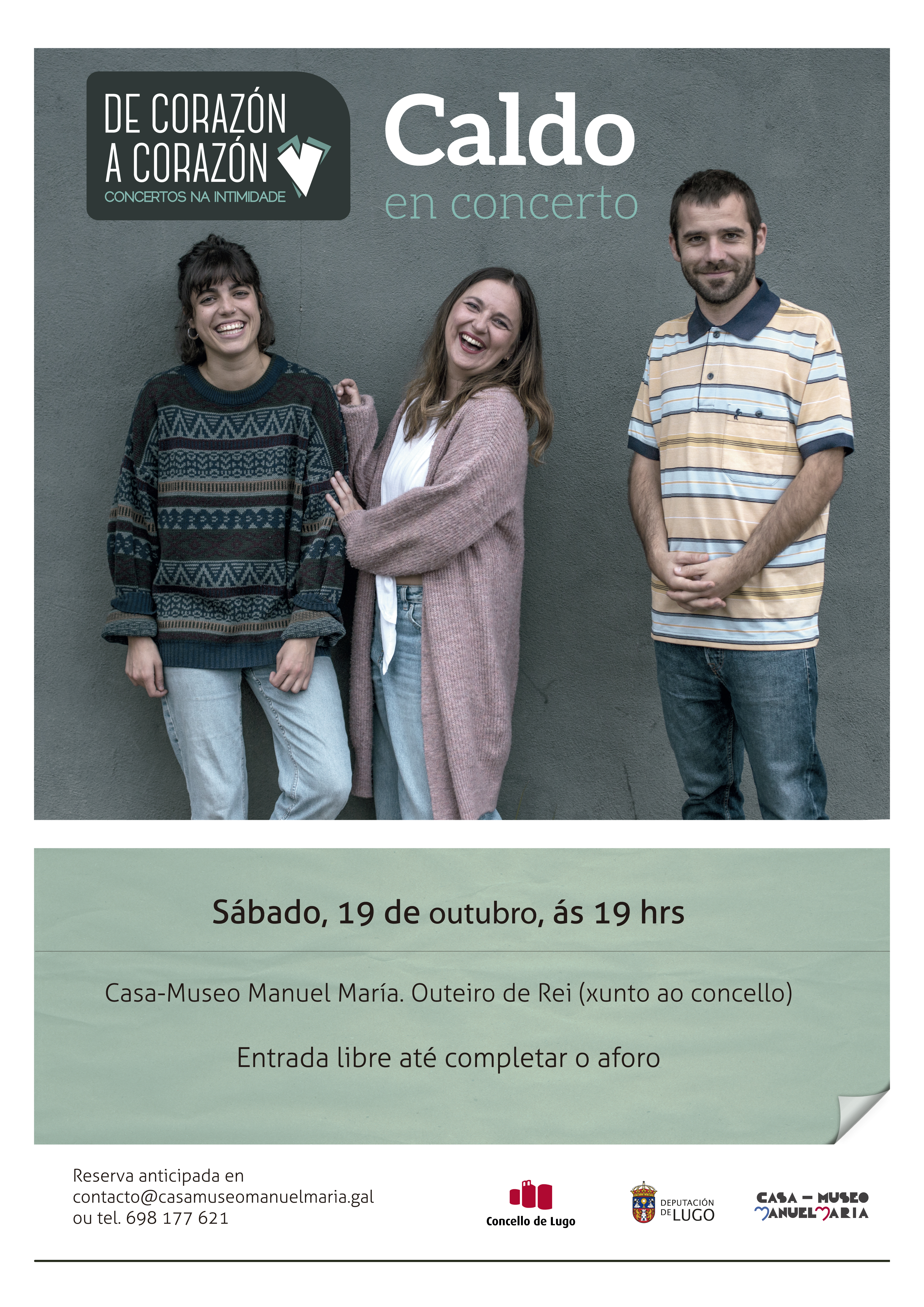 Coa música de CALDO, o 19 de outubro, dará comezo a programación cultural do último trimestre da Casa-Museo Manuel María