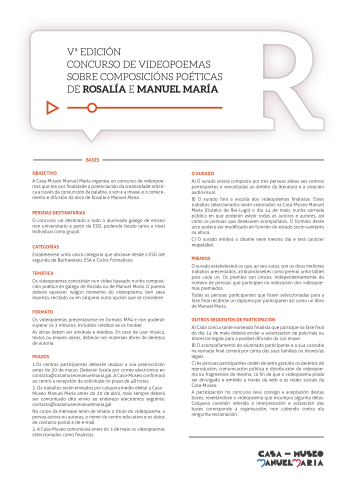 Nova edición do Concurso de videopoemas sobre composicións poéticas de Rosalía e Manuel María