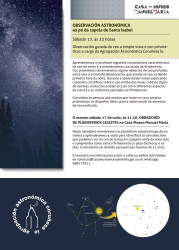 A Casa-Museo Manuel María organiza para este sábado unha observación astronómica
