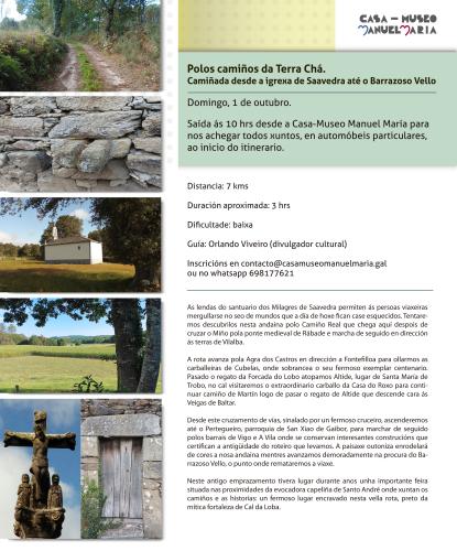 Camiñada de Saavedra até Barrazoso Vello o próximo 1 de outubro, domingo
